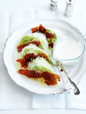 iceberg salad with crispy maple-glazed prosciutto