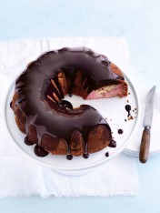 marble cake with chocolate icing