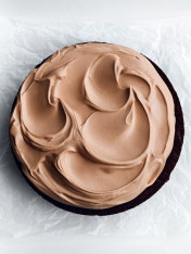 milk chocolate fudge layer cake with chocolate frosting