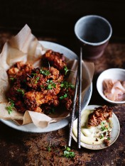 crispy miso and ginger fried chicken with miso mayonnaise