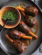 orange and maple-braised lamb shanks with mint sauce  Teriyaki Tuna orange and maple braised lamb shanks with mint sauce