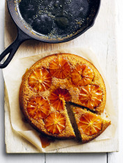 orange chia seed upside-down skillet cake
