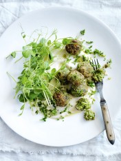 quinoa and pea fritters with tahini dressing