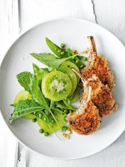pepper and parmesan crusted lamb cutlets with green tomato salad
