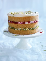 pistachio, raspberry and ricotta layer cake