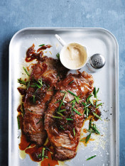 prosciutto and caramelised onion steaks