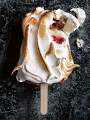 raspberry and chocolate toasted meringue popsicles