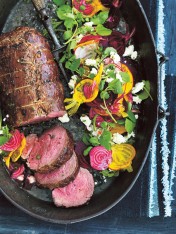 roast beef fillet with raw beetroot salad