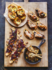 roasted beetroot flatbreads with salted honey walnuts