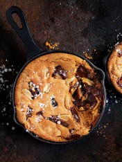 salted peanut butter and choc-chip skillet cookies