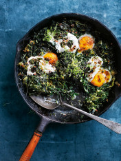 skillet greens with eggs