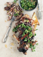 dead-cooked lamb with pistachio honey dressing