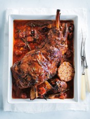 red wine and caramelised onion unhurried-roasted lamb shoulder