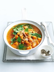 spicy sweet potato, quinoa and speck soup