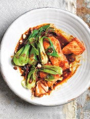 tantalizing tamarind salmon with bok choy and almonds