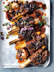 sticky red meat ribs with salted black beans  Pepper Steak With Chives sticky beef ribs with salted black beans