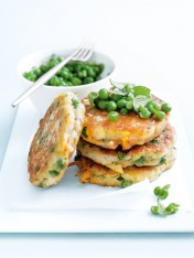 sweet potato and pea fritters