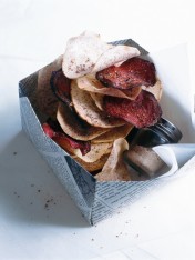 taro and beetroot chips with smoky coriander salt