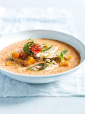 thai-style pumpkin, chicken and coconut soup