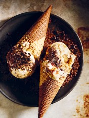 tiramisu swirl ice-cream waffle cones