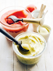 watermelon instant sorbet and pineapple and mint instant sorbet