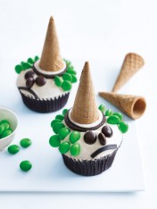 halloween cranky witch cupcakes  Traditional Chocolate Cake With Chocolate Buttercream witches hat cupcake