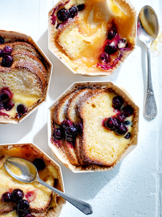 Blueberry And Lemon Curd Bread And Butter Puddings | Donna Hay