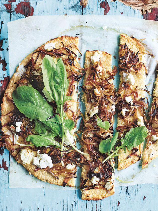 Cauliflower Caramelised Onion And Goats Cheese Pizza Donna Hay