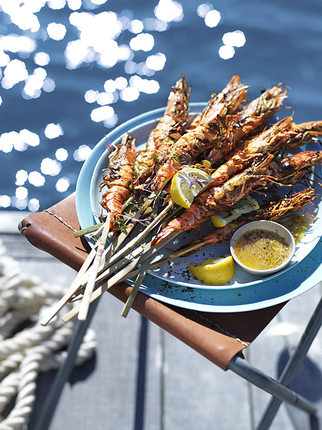 Char Grilled Prawns With Miso Ginger Butter Donna Hay