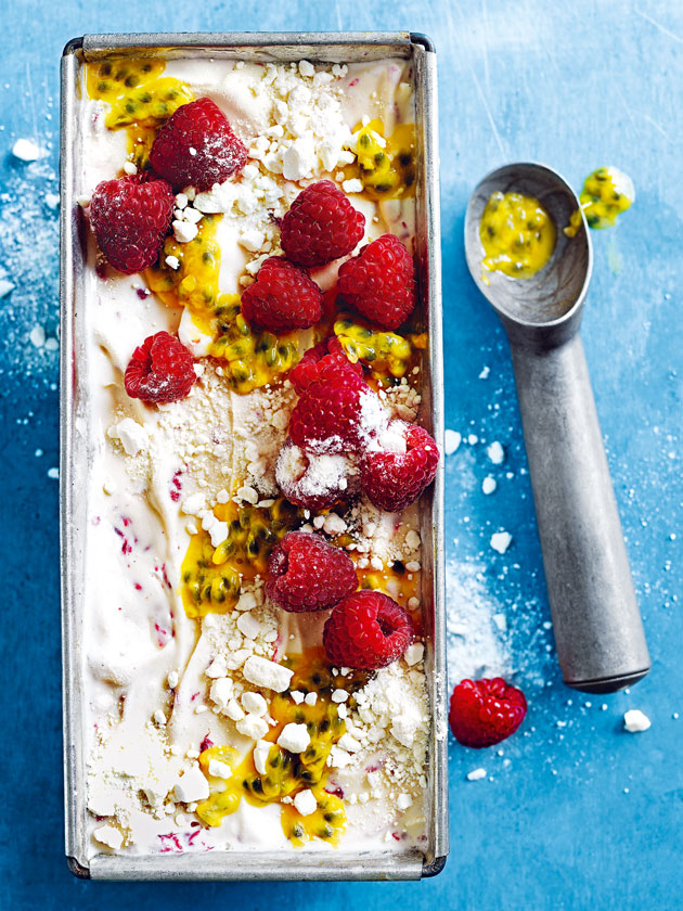 No-Churn Passionfruit Raspberry Pavlova Ice Cream - The Brick Kitchen