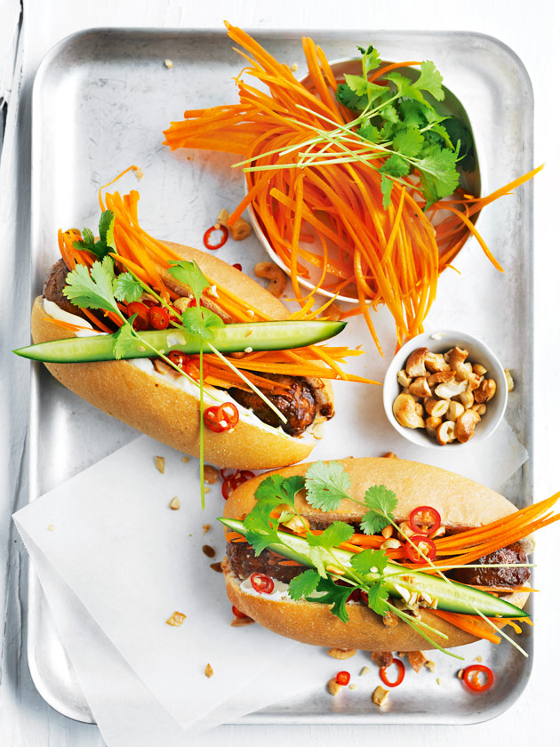 Chilli And Ginger Pork Meatball Banh Mi Rolls | Donna Hay