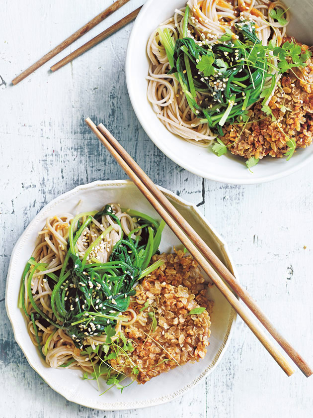 Crispy Pork With Miso Ginger Soba Noodles | Donna Hay