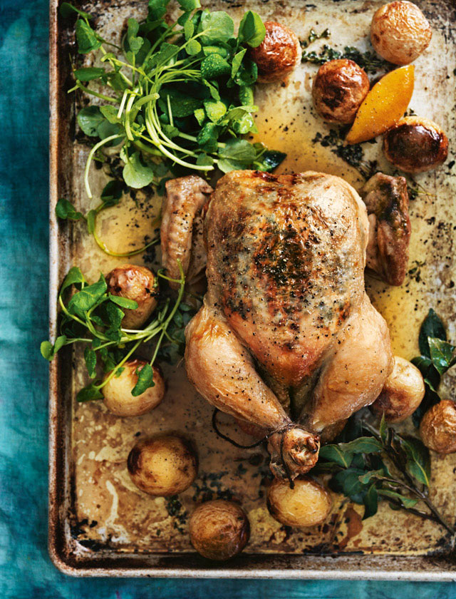 whole roasted lemon thyme chicken