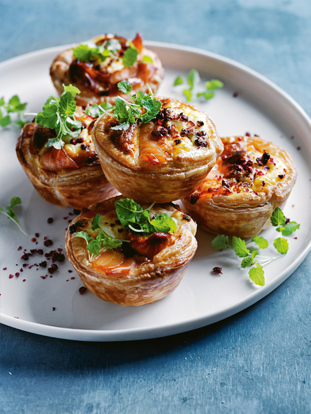 Mini Salmon Pink Peppercorn And Ricotta Quiches Donna Hay