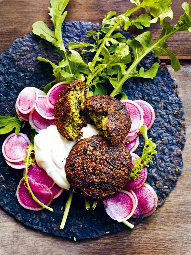 oven-baked super green falafels