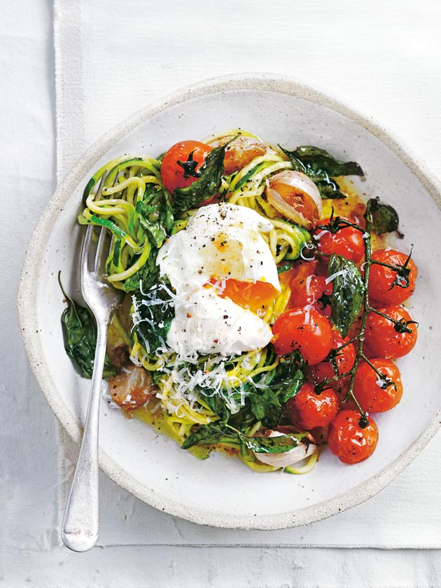 Roasted Tomato Zucchini Pasta With Poached Egg | Donna Hay