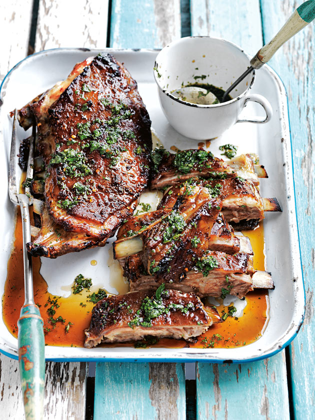 Slow Cooked Lamb Ribs With Mint And Malt Vinegar Relish | Donna Hay