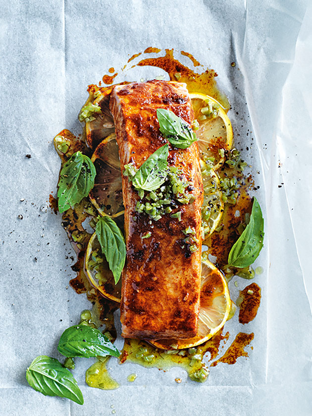 Smoked Paprika And Green Olive Salmon | Donna Hay