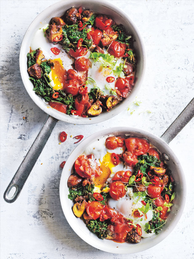 Spiced Mushroom And Tomato Baked Eggs | Donna Hay
