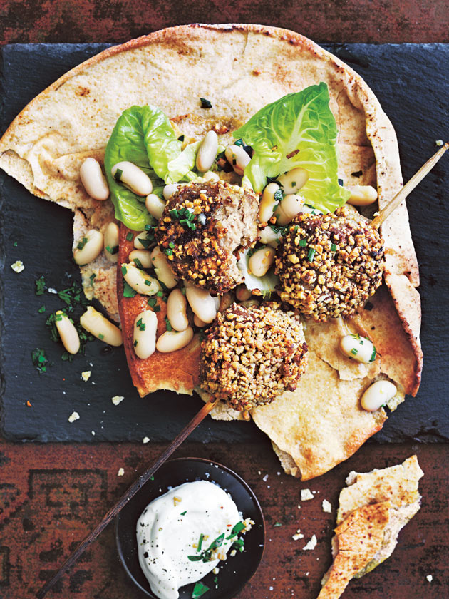 Spiced Turkey Kofta Skewers With Bean Salad | Donna Hay