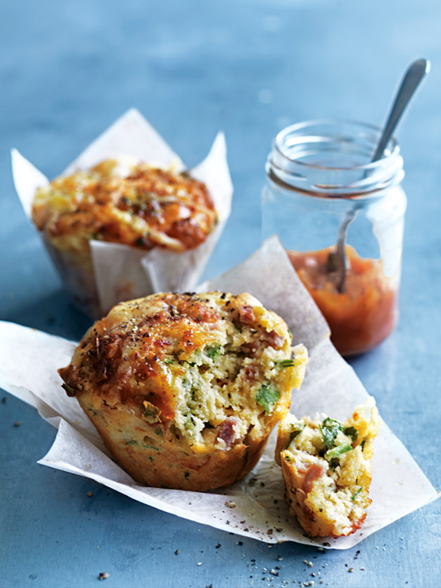 Tomato Relish Ham And Cheddar Muffins Donna Hay