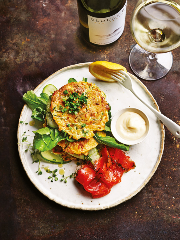 Zucchini And Kimchi Fritters With Cured Ocean Trout ...