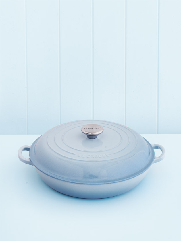 Le Creuset 30cm shallow casserole in coastal blue Le Creuset 30cm shallow casserole in coastal blue