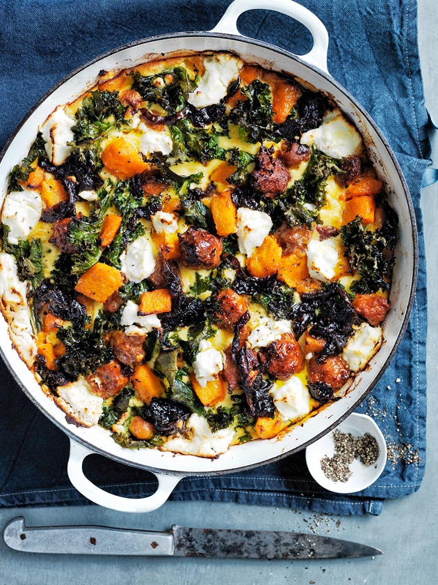 WEEKEND FAVOURITE PUMPKIN, CHORIZO AND KALE FRITTATA