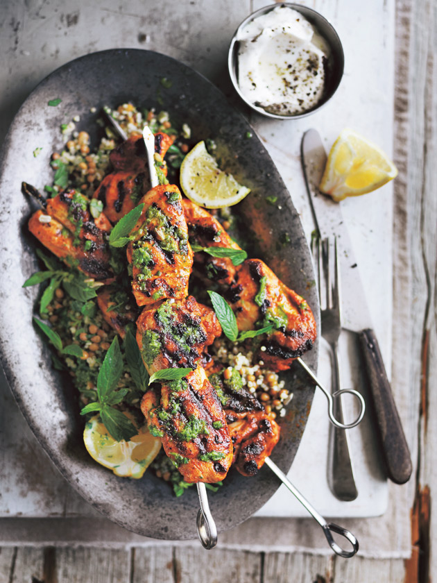 WEEKEND FAVOURITES CHICKEN SKEWERS WITH CHIMICHURRI AND QUINOA SALAD