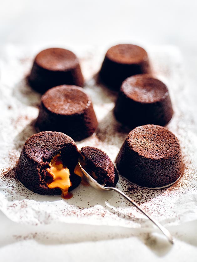 FROM MY NEW BOOK, KIDS BAKING CHOC-CARAMEL LAVA CAKES