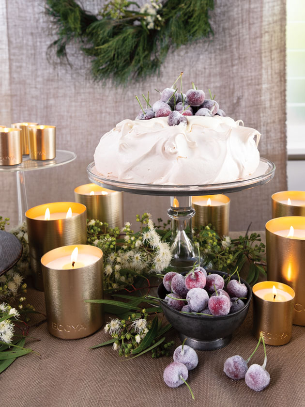 FESTIVE DESSERT FROSTED CHERRY PAVLOVA