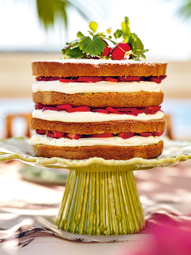 FROM COASTAL CELEBRATION PISTACHIO AND STRAWBERRY LAYER CAKE