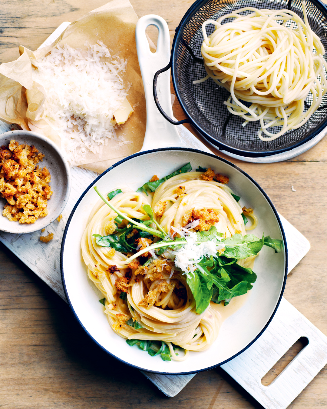 EASY WEEKNIGHTS SILKY PARMESAN PASTA WITH CRISPY CRUMB