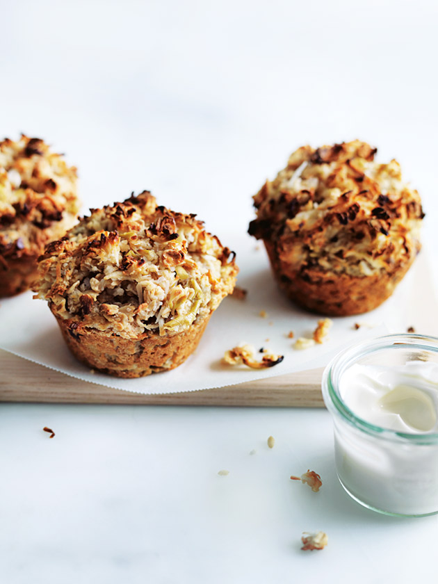 AFTERNOON TEA APPLE, OAT AND COCONUT BIRCHER MUFFINS